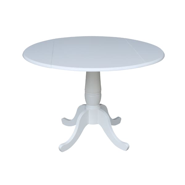 International Concepts Round 42, Round dual drop Leaf Pedestal Table, 29.5 inH, White, 42 W, 42 L, 29.5 in H, Wood, White K08-42DPT - main